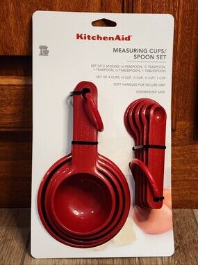 KitchenAid Measuring Cups and Spoon Set Red